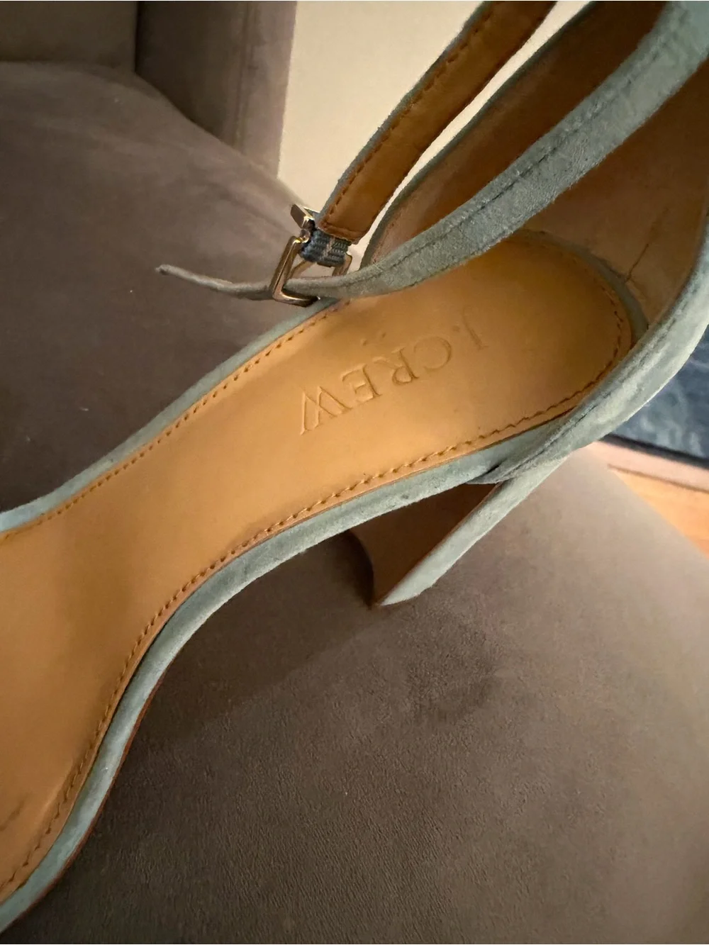 J. Crew Powder Blue Suede Ankle-Strap Heels